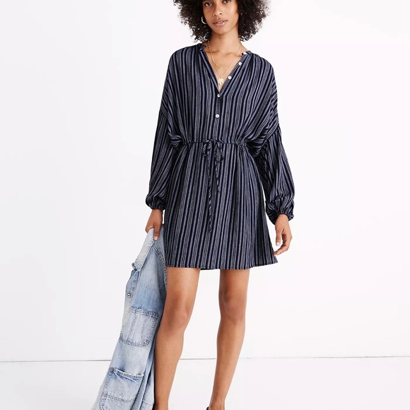 Madewell x Christy Dawn Bonnie Striped Mini Dress Size M Blue - Picture 1 of 14